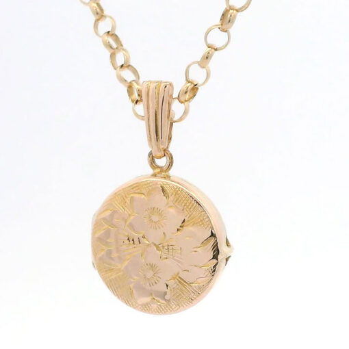 Vintage Gold Round Flower Locket by Georg Jensen