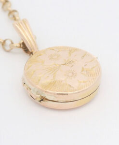 Vintage Gold Round Flower Locket by Georg Jensen