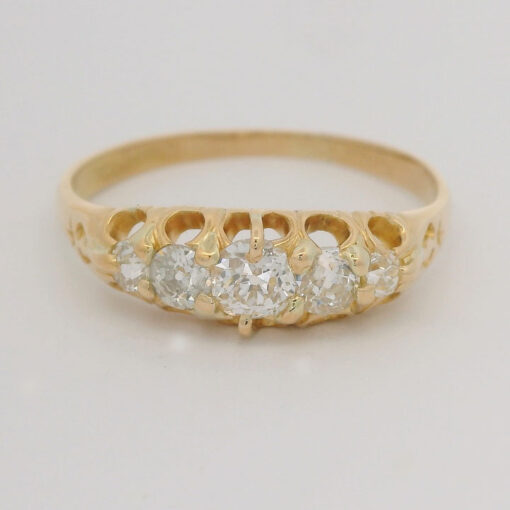 Antique 18ct Yellow Gold Diamond Boat Ring