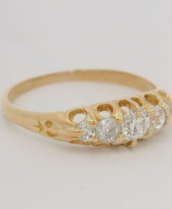 Antique 18ct Yellow Gold Diamond Boat Ring