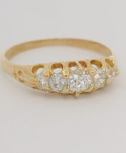 Antique 18ct Yellow Gold Diamond Boat Ring