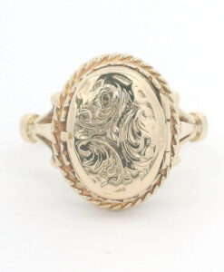 Vintage 9ct Gold Oval Locket Ring