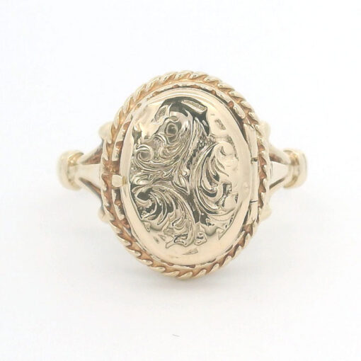 Vintage 9ct Gold Oval Locket Ring