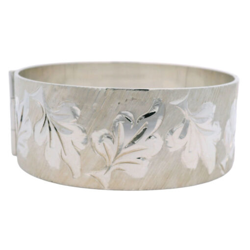 Vintage Solid Sterling Silver Leaf Bangle dated 1976