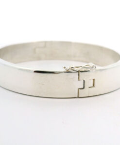 Chunky Oval Sterling Silver Hinged Bangle