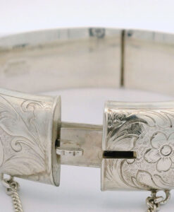 Vintage Sterling Silver Flower Bangle Dated 1973