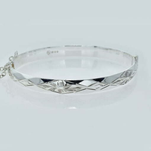 Vintage Silver Diamond Design Bangle Dated 1979