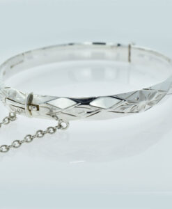 Vintage Sterling Silver Diamond Design Bangle