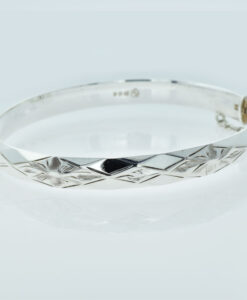 Vintage Sterling Silver Diamond Design Bangle