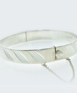 Vintage Solid Sterling Silver Leaf Bangle 1971