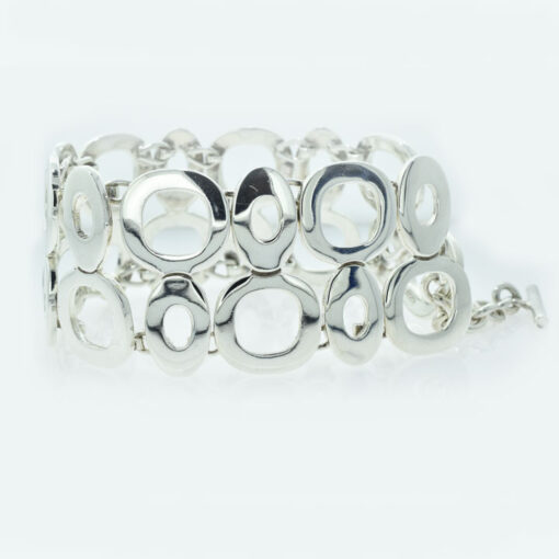 Sterling Silver Abstract O Link Bracelet