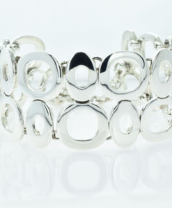 Sterling Silver Abstract O Link Bracelet