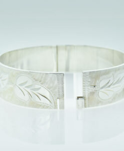 Vintage Solid Sterling Silver Leaf Bangle dated 1973