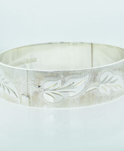 Vintage Solid Sterling Silver Leaf Bangle dated 1973