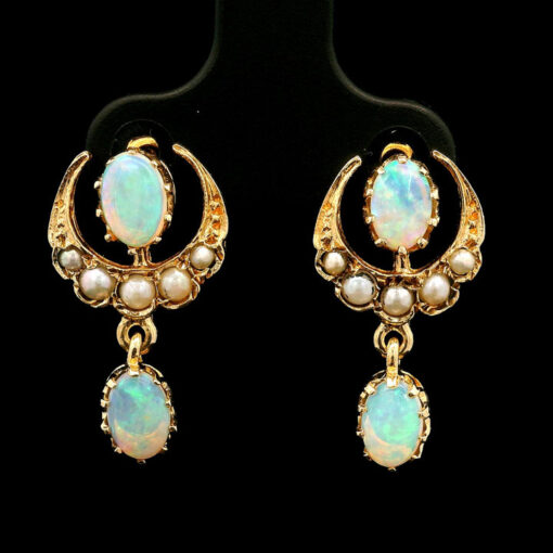 Opal and Pear Drop Earrings