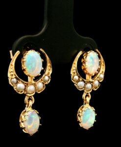 Opal and Pear Drop Earrings