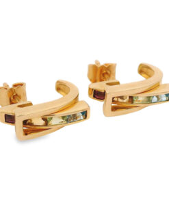 Guy Laroche 18ct Yellow Gold Multi Gem Earrings