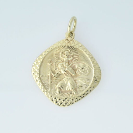 Vintage Embossed 9ct Gold St Christopher by Georg Jensen