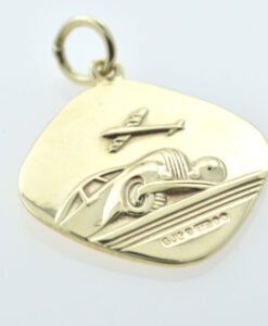 Vintage Embossed 9ct Gold St Christopher by Georg Jensen