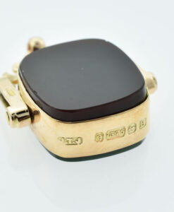 Vintage 9ct Rose Gold Red and Green Cornelian Spinner Pendant