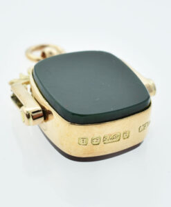 Vintage 9ct Rose Gold Red and Green Cornelian Spinner Pendant