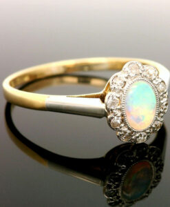 Vintage 18ct Gold Diamond and Opal Cluster Ring