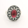 Oxidized Silver Garnet Cabochon Ring