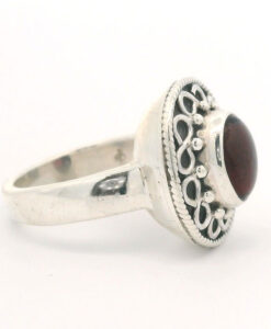 Oxidized Sterling Silver Garnet Cabochon Ring