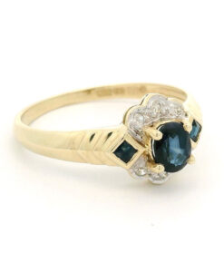 9ct Yellow Gold Diamond and Sapphire Ring