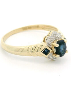 9ct Yellow Gold Diamond and Sapphire Ring