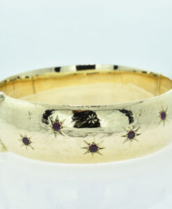 Vintage 9ct Gold Ruby Bangle Chester 1960