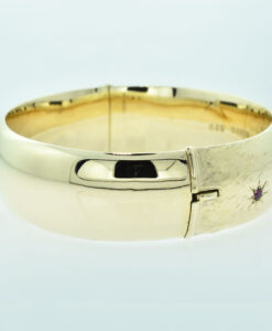Vintage 9ct Gold Ruby Bangle Chester 1960