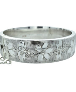 Vintage Sterling Silver Flower Bangle dated 1965