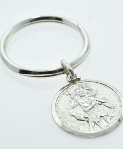 Sterling Silver 18mm St Saint Christopher Key Ring