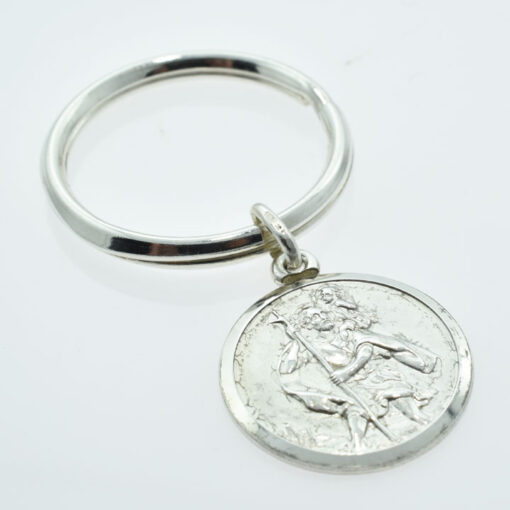 Sterling Silver 18mm St Saint Christopher Key Ring