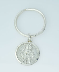 Sterling Silver 18mm St Saint Christopher Key Ring