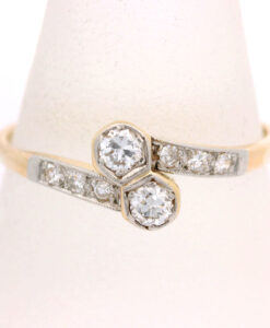 Vintage 18ct Gold Diamond Crossover Ring c1940