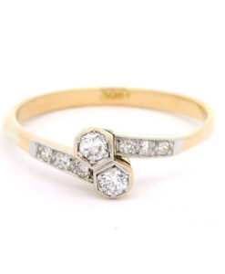 Vintage 18ct Gold Diamond Crossover Ring