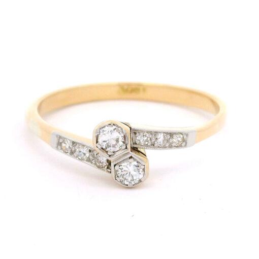 Vintage 18ct Gold Diamond Crossover Ring