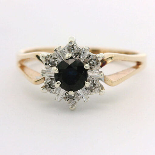 Diamond and Sapphire Cluster Ring