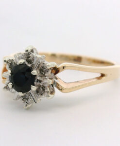 9ct Gold Diamond and Sapphire Cluster Ring