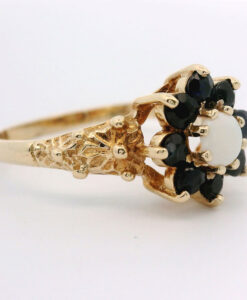 9ct Yellow Gold Opal and Sapphire Cluster Ring