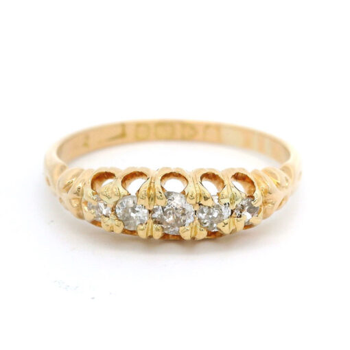 Antique Gold Five Stone Diamond Gypsy Ring