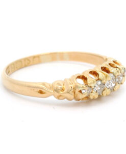 Antique 18ct Gold Five Stone Diamond Gypsy Ring