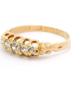 Antique 18ct Gold Five Stone Diamond Gypsy Ring
