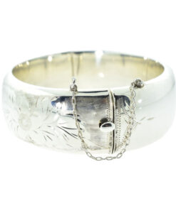 Vintage Sterling Silver Flower Bangle dated 1969