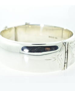 Vintage Sterling Silver Flower Bangle dated 1969