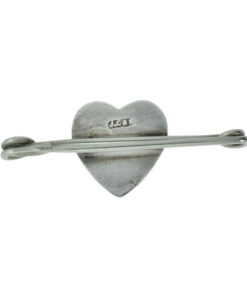 Vintage Silver Good Luck Shamrock Heart Brooch