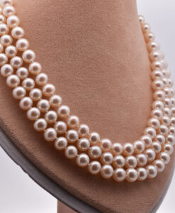 JKa Kohle 9ct Gold Clasp Triple Row Cultured Pearl Necklace