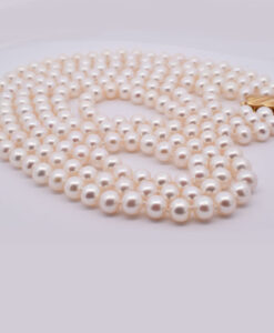 JKa Kohle 9ct Gold Clasp Triple Row Cultured Pearl Necklace